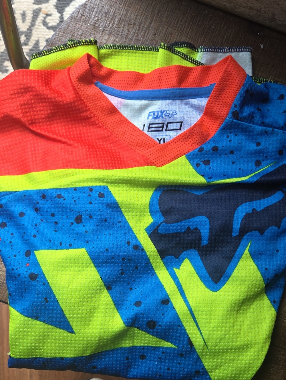 Fox Kids Bright Blue, Neon Lime & Orange Motocross Jersey